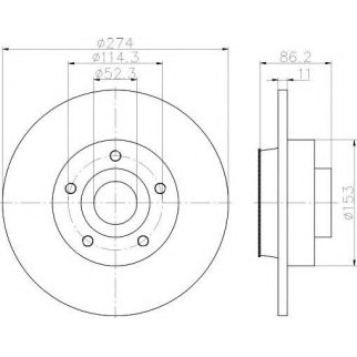 Диск тормозной задний Hella 8DD 355 117-351 фото