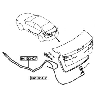 Трос привода замка открывания багажника MITSUBISHI LANCER CY,CZ# 2006.12- FEBEST 04102-CY фото 2 Трос привода замка открывания багажника MITSUBISHI LANCER CY,CZ# 2006.12- FEBEST 04102-CY фото 2