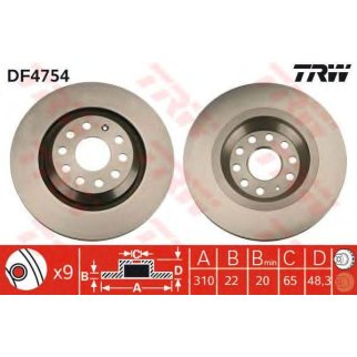 Диск тормозной задний TRW DF4754 фото