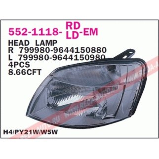 Фара правая DEPO 552-1118R-LD-EM фото