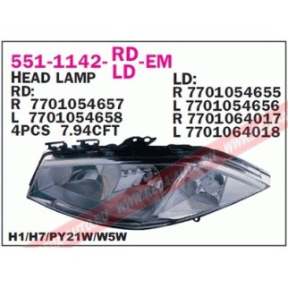 Фара левая DEPO 551-1142L-LD-EM фото