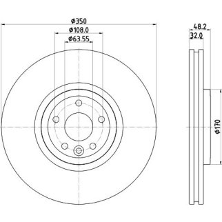 Диск торм. для а/м Land Rover Range Rover Velar (17-) перед. d=350 (окраш.) (DF 210220) фото 3