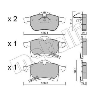 Колодки тормозные передние к-кт metelli 22-0258-0 фото