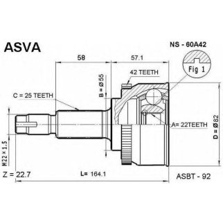 ШРУС наружный ASVA NS60-A42 фото