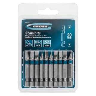 Набор бит SL6,0х50, сталь S2, 10шт GROSS фото 5