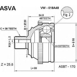 ШРУС наружный ASVA VW01-8A48 фото