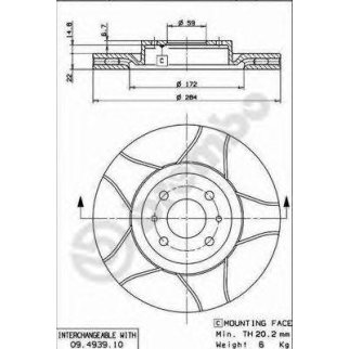 Диск тормозной brembo 09.4939.75 фото