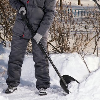 Лопата снеговая пластиковая 385х410х1350мм алюм. черенок Сибртех фото 8