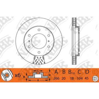 Торм.диск пер.вент. (266х20) 6 отв. фото