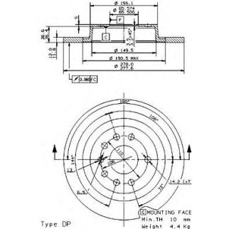 Диск тормозной brembo 08.9511.11 фото