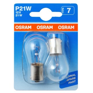 Лампа 12V P21W 21W BA15s OSRAM ORIGINAL LINE 2 шт. блистер 7506-02B фото