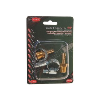 Штуцер пневматический наруж. резьба 1/4&quot;- &quot;елочка&quot; 6мм (2 шт. + хомуты) в блистере ROCK FORCE фото