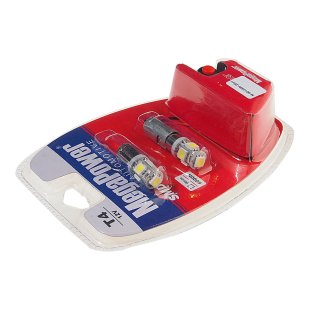 Лампа T4W (BA9s) 5 SMD 5050 WHITE блистер с тестером (2 шт) 6000K 12V MEGAPOWER фото 1