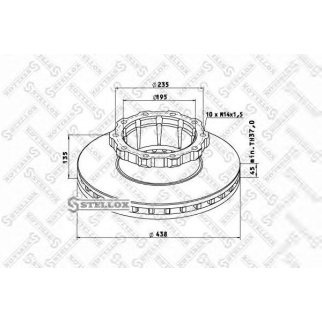85-00729-SX_диск тормозной !438/195x45/135 10n-235-M14x1.5 Omn MB O350/0404 фото