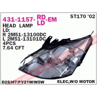 Фара передн прав с ЭК FORD: FOCUS ST170 02- фото