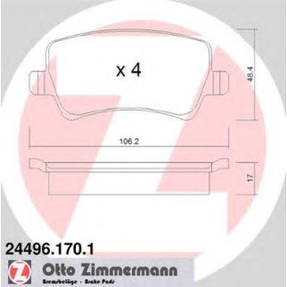 24496.170.1_колодки дисковые !задн. 106x48x17  Ford Galaxy/Mondeo/S-max, Volvo S80 1.6-4.4/D/TDCi 0 фото
