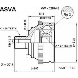 ШРУС наружный ASVA VW-0-28A48 фото