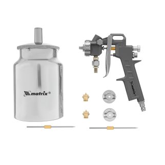 Краскопульт MATRIX c нижним бачком 1л (сопла 1.2, 1.5, 1.8мм) фото 2