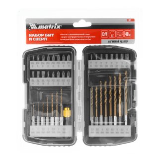 Набор бит и сверл, магнитный адаптер MATRIX (пласт. бокс) 40пр фото 10