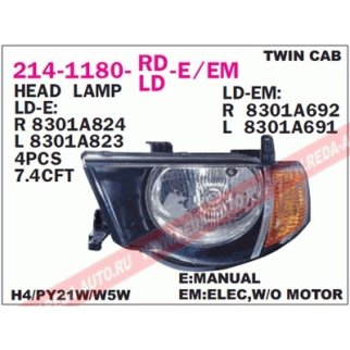 Фара правая DEPO 214-1180R-LD-EM фото