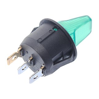 Выключатель клавишный круглый 12V 16А ON-OFF зеленый с подсветкой REXANT фото 1