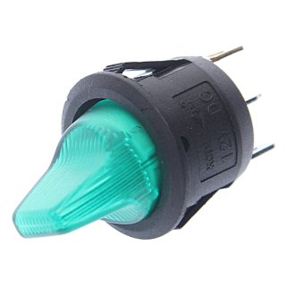 Выключатель клавишный круглый 12V 16А ON-OFF зеленый с подсветкой REXANT фото