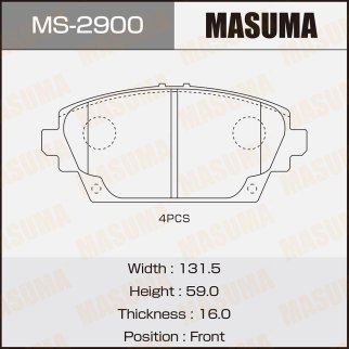 Колодки тормозные передние к-кт Masuma MS-2900 фото