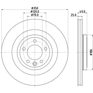 Диск торм. для а/м Land Rover Range Rover (12-)/Discovery (16-) зад. d=350 (окраш.) (DF 198020) фото 3