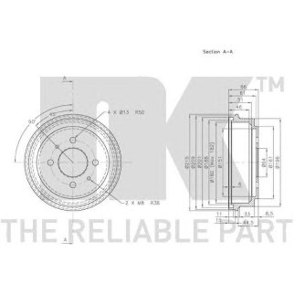 Барабан тормозной задний (180x46mm) / MITSUBISHI Colt-IV/V,Lancer-V/VI,Mirage-IV 92~03 фото