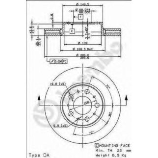 Диск тормозной brembo 09.8633.11 фото