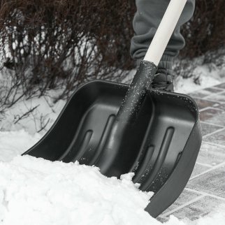 Лопата снеговая пластиковая 360х405х1550мм деревянный черенок СИБРТЕХ фото 8