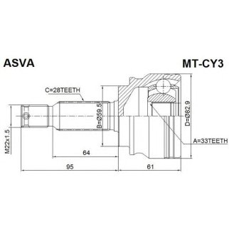 ШРУС наружный ASVA MTCY-3 фото