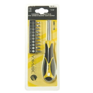 Набор бит 1/4" с воротком и держателем 10пр ЭВРИКА фото 1