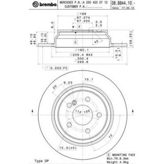 Диск тормозной brembo 08.B844.11 фото