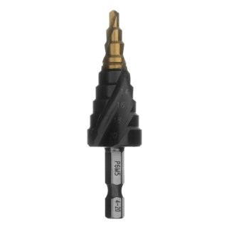 Сверло ступенчатое 4-6-8-10-12-14-16-18-20 мм, Р6М5, 6-гр. хвостовик Denzel фото 2