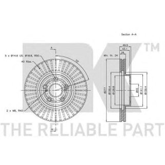 Диск тормозной передний вентилируемый NK 204590 фото