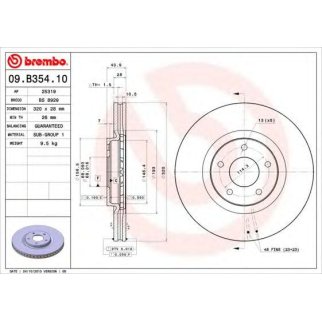 Диск тормозной brembo 09.B354.10 фото