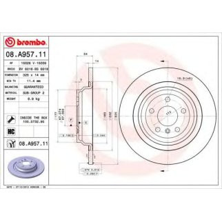 Диск тормозной brembo 08.A957.11 фото
