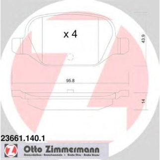 23661.140.1_колодки дисковые !задн. 96x44x14  Fiat Punto 1.8i 16V 130 HGT 99&gt;/Panda 1.2-1.4 04&gt; фото