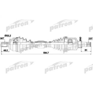 Полуось передняя левая PATRON PDS0382 фото