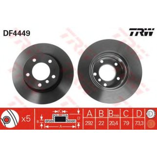 Диск тормозной передний вентилируемый TRW DF4449 фото