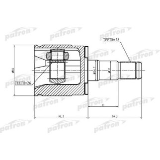ШРУС внутр.лев.28X34.7X26 MITSUBISHI PAJERO II V14W-V55W 1991-04 фото