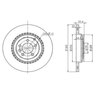 Диск торм. для а/м Land Rover Range Rover Sport (09-) зад. d=365 (окраш.) (DF 190518) фото 3