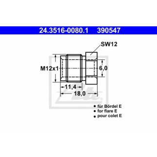 Штуцер тормозной трубки ATE 24.3516-0080.1 фото