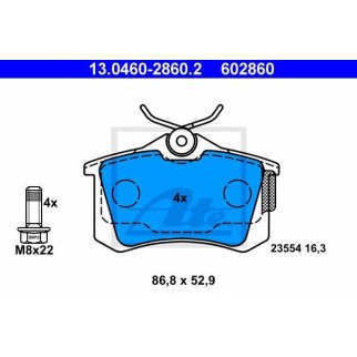 Колодки тормозные задние дисковые к-кт ATE 13.0460-2860.2 фото