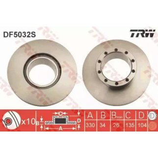 Диск тормозной TRW DF5032S фото