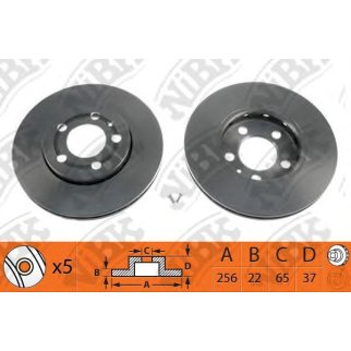 Диск тормозной VW Golf 4,5 AUDI A2,A3 SKODA Fabia,Octavia передний (1шт.) NIBK фото