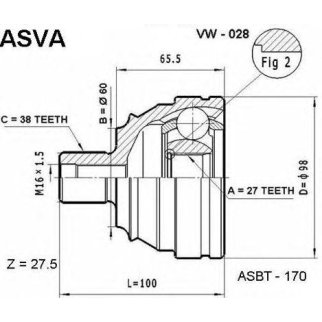 ШРУС НАРУЖНЫЙ 27x60x38 фото