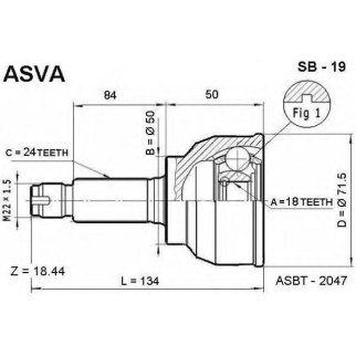 ШРУС наружный ASVA SB-1-9 фото