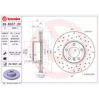 Диск тормозной brembo 09.B337.2X фото